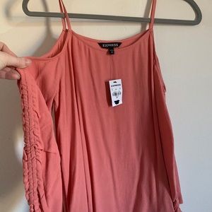 Spaghetti strap 3/4shirt with peek a boo shoulders